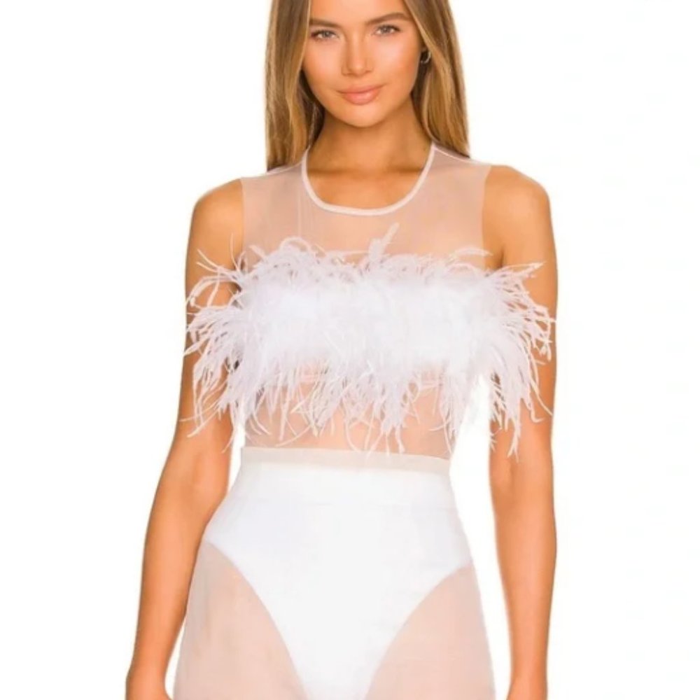 The Bar Feather Top with Mesh